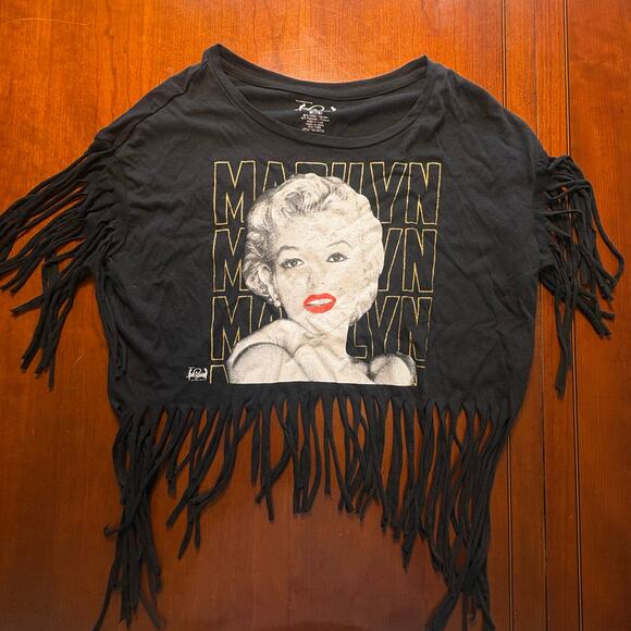 None and/or Unknown Tops - Marilyn Monroe Black Fringe Tshirt Size Medium